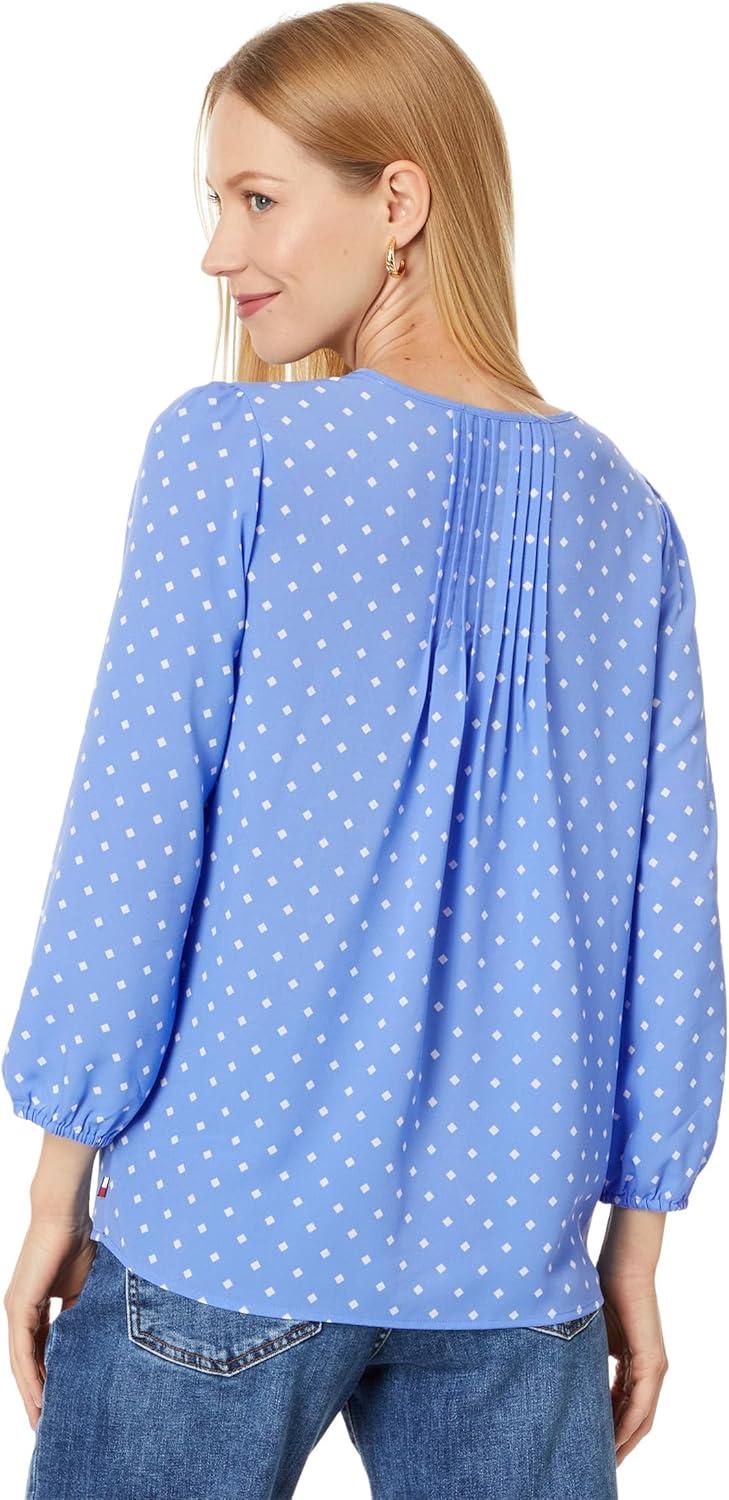 imageTommy Hilfiger Womens Tommy Hilfiger Womens Crinkle Pintuck BlouseFrench BlueIvory