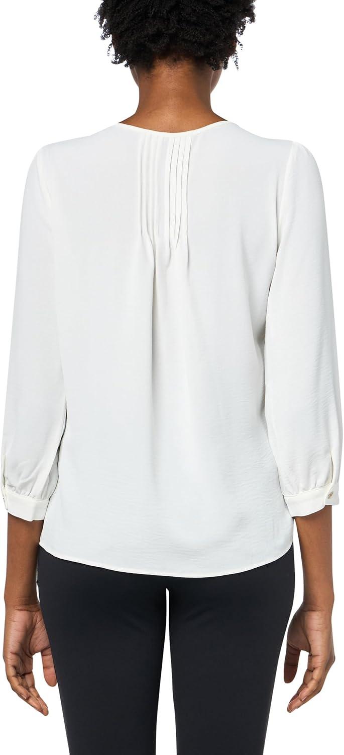 imageTommy Hilfiger Womens Tommy Hilfiger Womens Crinkle Pintuck BlouseIvory