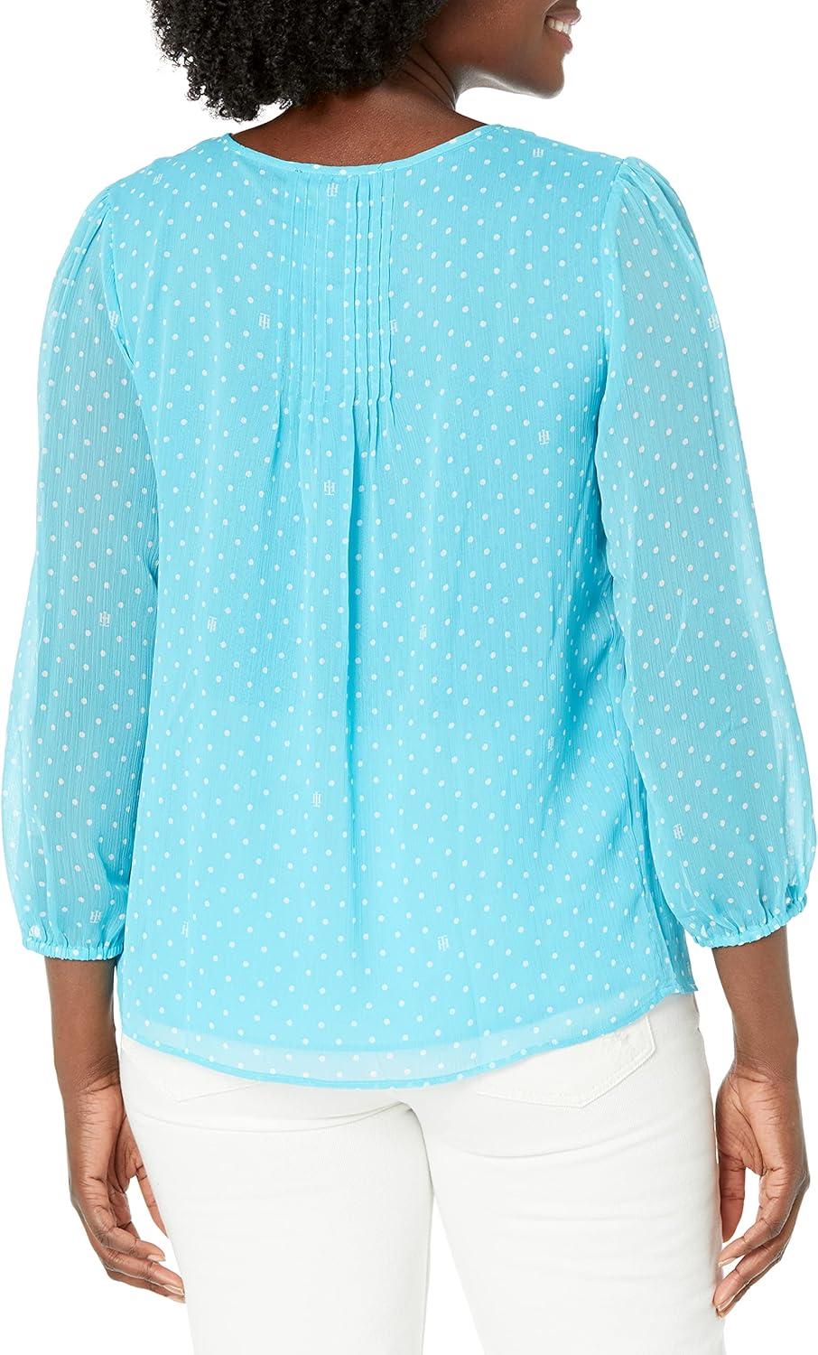 imageTommy Hilfiger Womens Tommy Hilfiger Womens Crinkle Pintuck BlouseOasisIvory