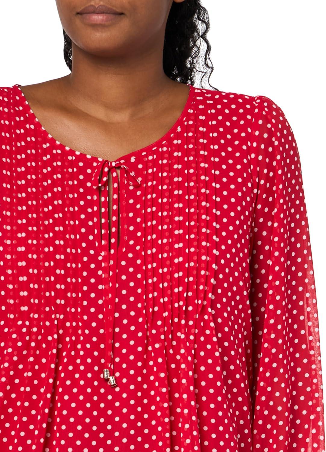 imageTommy Hilfiger Womens Tommy Hilfiger Womens Crinkle Pintuck BlouseScarlet Multi
