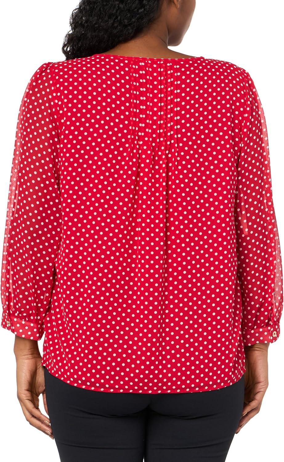 imageTommy Hilfiger Womens Tommy Hilfiger Womens Crinkle Pintuck BlouseScarlet Multi