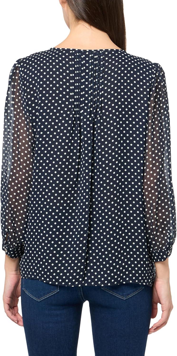 imageTommy Hilfiger Womens Tommy Hilfiger Womens Crinkle Pintuck BlouseSky Captain Dots