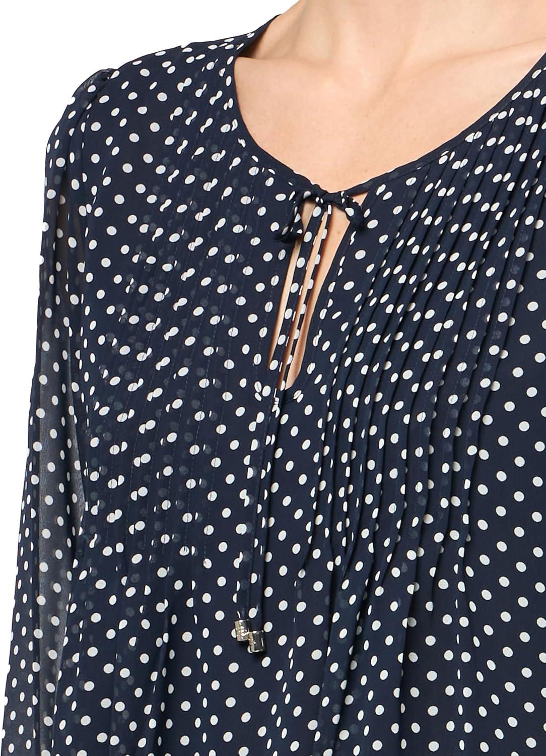 imageTommy Hilfiger Womens Tommy Hilfiger Womens Crinkle Pintuck BlouseSky Captain Dots
