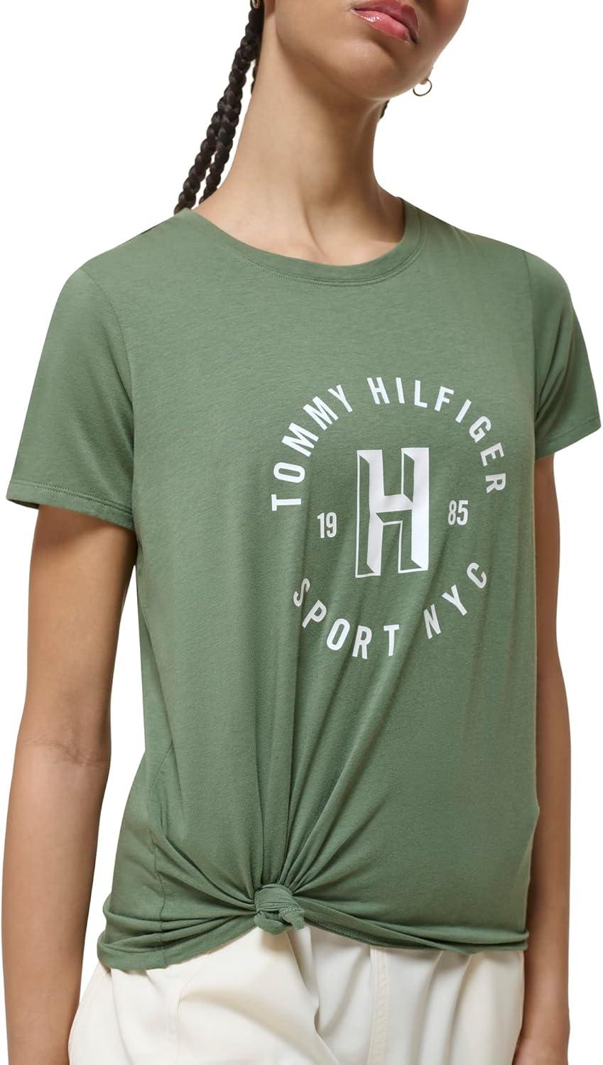 imageTommy Hilfiger Womens Varsity Logo Graphic TShirtBasil