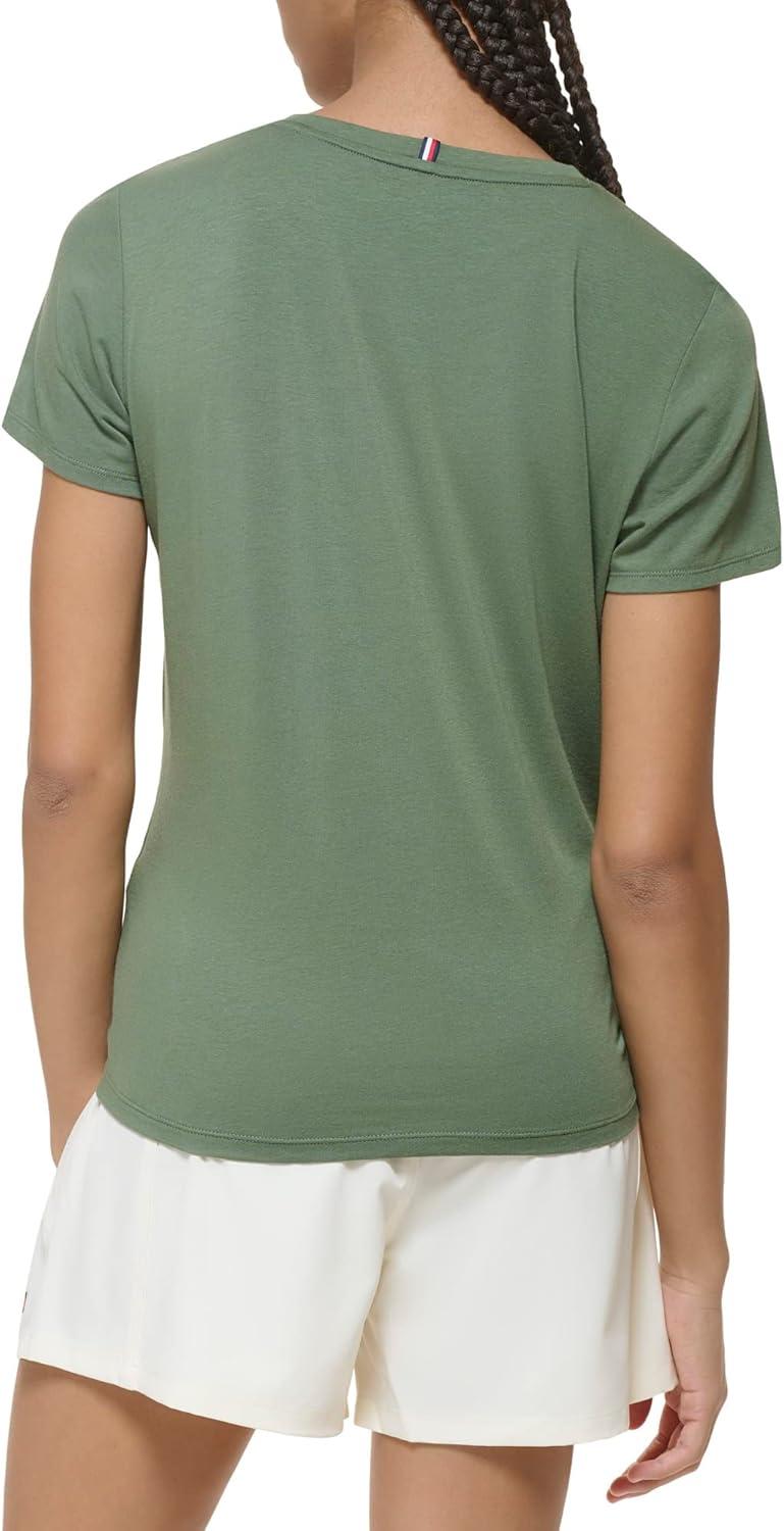 imageTommy Hilfiger Womens Varsity Logo Graphic TShirtBasil