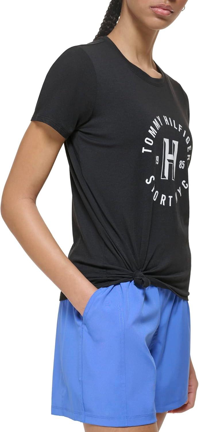 imageTommy Hilfiger Womens Varsity Logo Graphic TShirtBlack