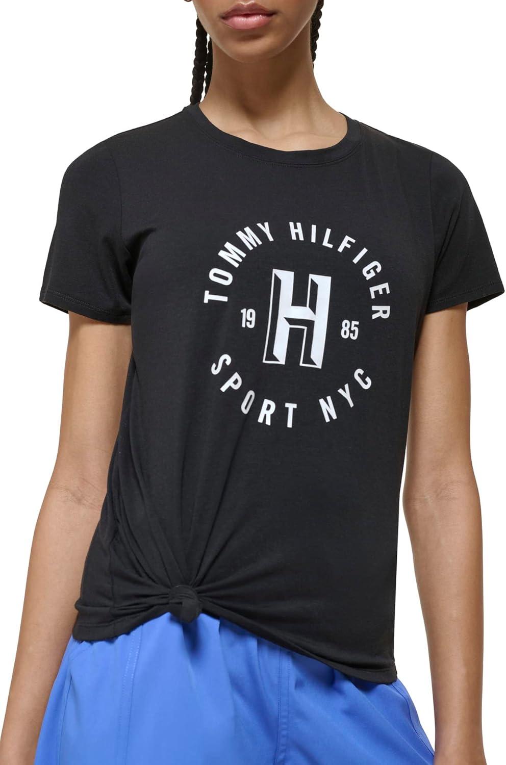 imageTommy Hilfiger Womens Varsity Logo Graphic TShirtBlack