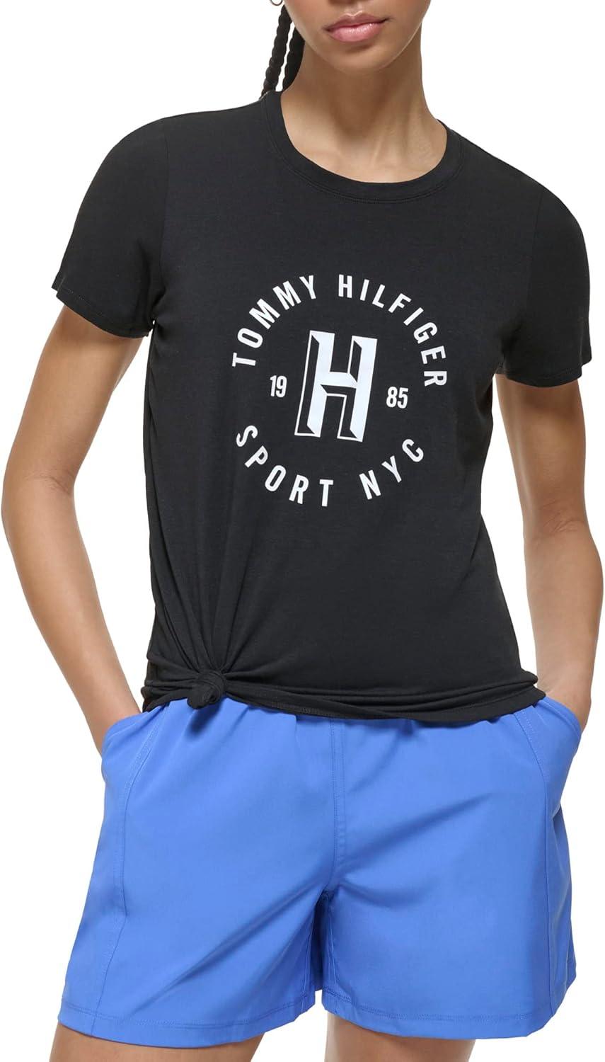 imageTommy Hilfiger Womens Varsity Logo Graphic TShirtBlack