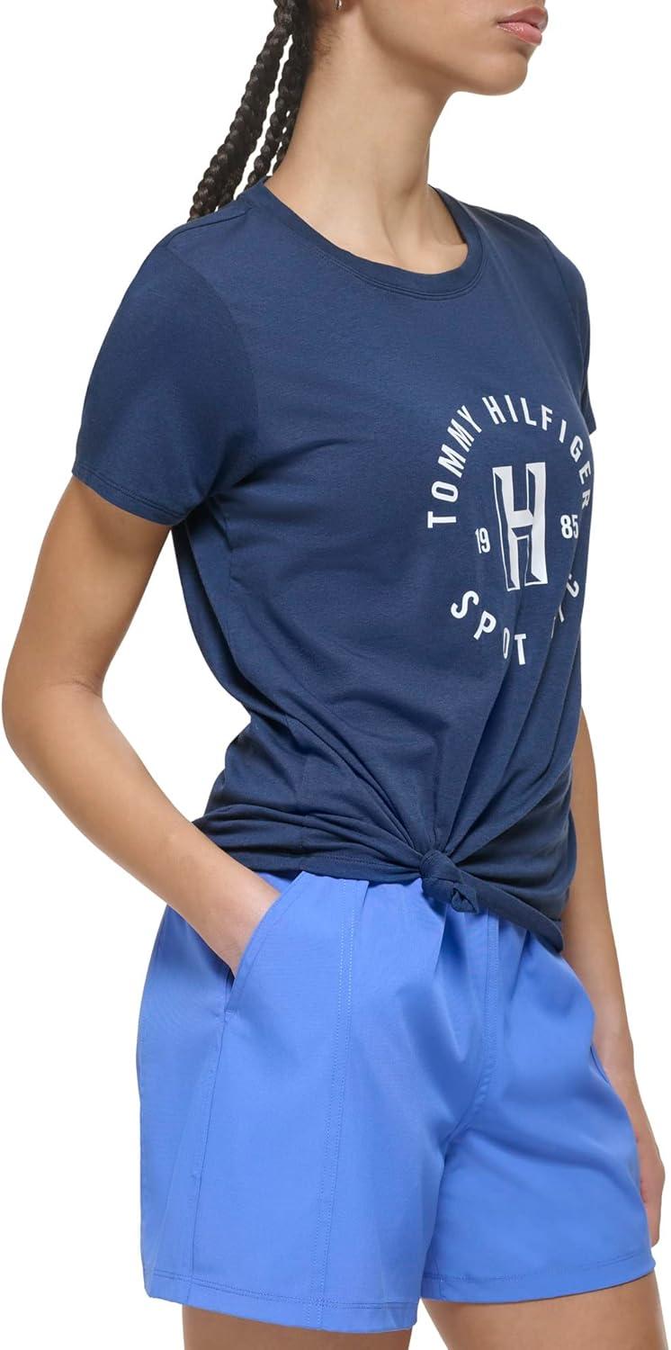 imageTommy Hilfiger Womens Varsity Logo Graphic TShirtNavy