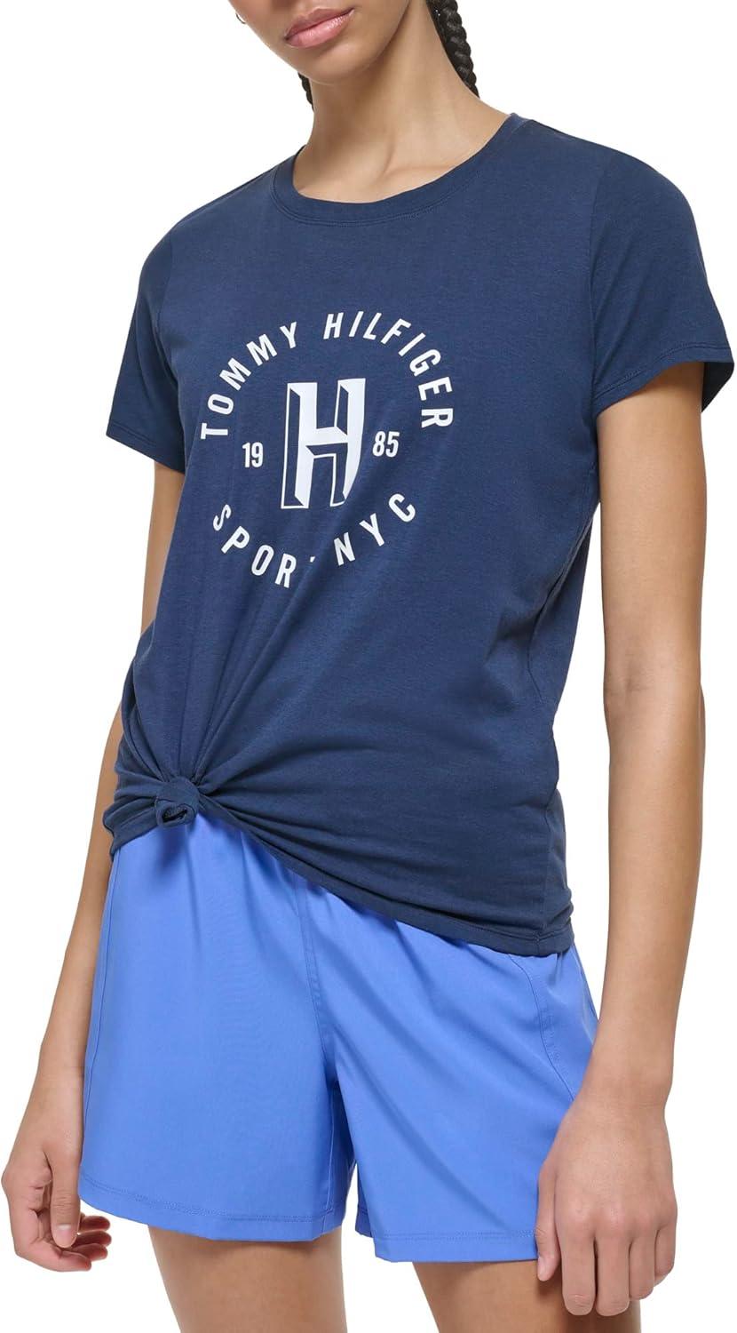 imageTommy Hilfiger Womens Varsity Logo Graphic TShirtNavy
