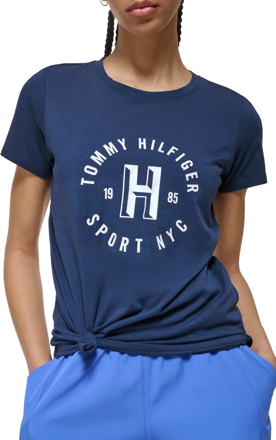imageTommy Hilfiger Womens Varsity Logo Graphic TShirtNavy