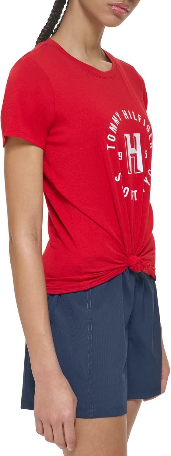 imageTommy Hilfiger Womens Varsity Logo Graphic TShirtRich Red
