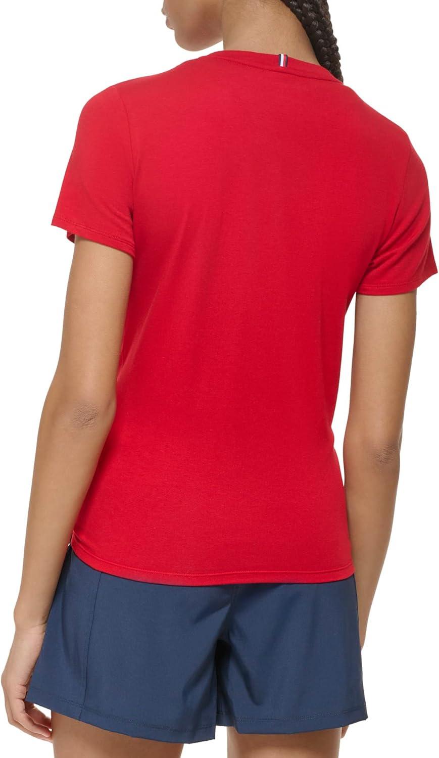 imageTommy Hilfiger Womens Varsity Logo Graphic TShirtRich Red