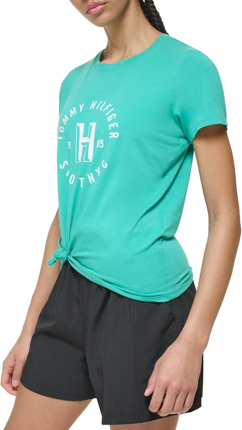 imageTommy Hilfiger Womens Varsity Logo Graphic TShirtSea Green