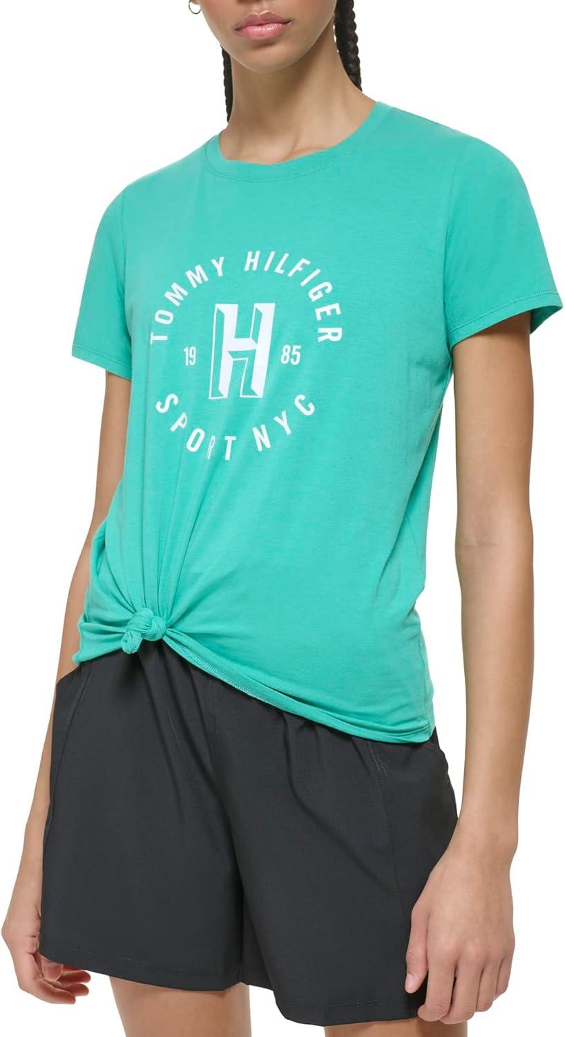 imageTommy Hilfiger Womens Varsity Logo Graphic TShirtSea Green