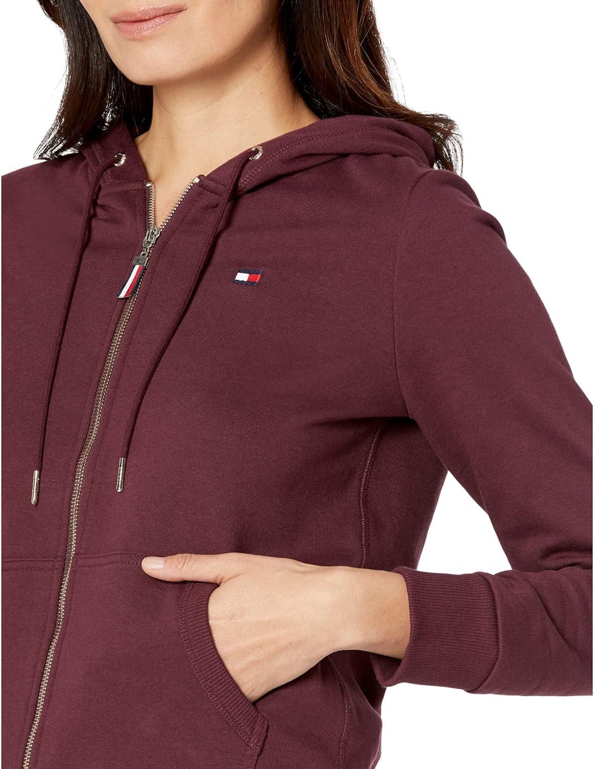 imageTommy Hilfiger Womens Zipup Hoodie Classic Sweatshirt for Women With Drawstrings and HoodWinetasting