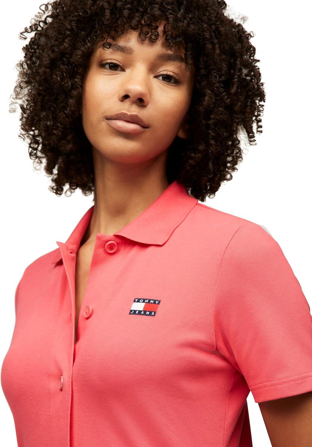 imageTommy Jeans Womens Casual Mini Polo Shirt Dress with Logo DetailAmour