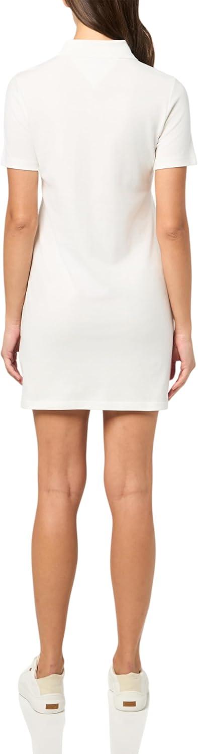 imageTommy Jeans Womens Casual Mini Polo Shirt Dress with Logo DetailEcru