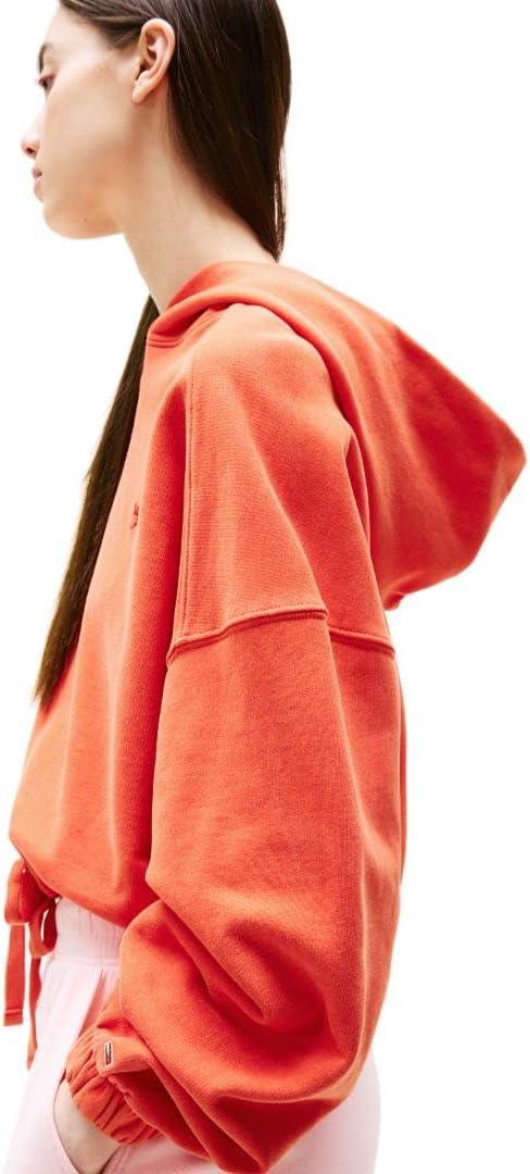 imageTommy Jeans Womens Medium Weight Cropped Hoodies With Front Tie DetailBright Vermillion