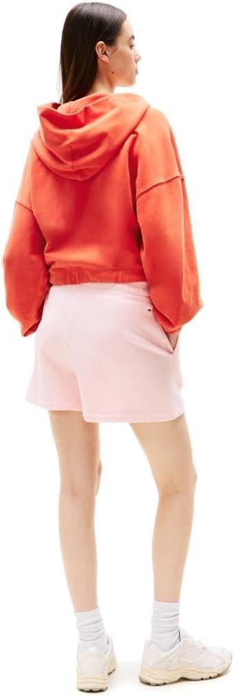 imageTommy Jeans Womens Medium Weight Cropped Hoodies With Front Tie DetailBright Vermillion