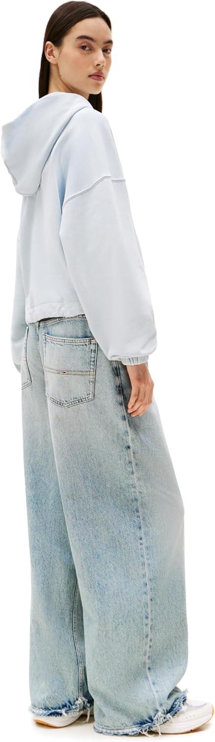 imageTommy Jeans Womens Medium Weight Cropped Hoodies With Front Tie DetailSweet Blue