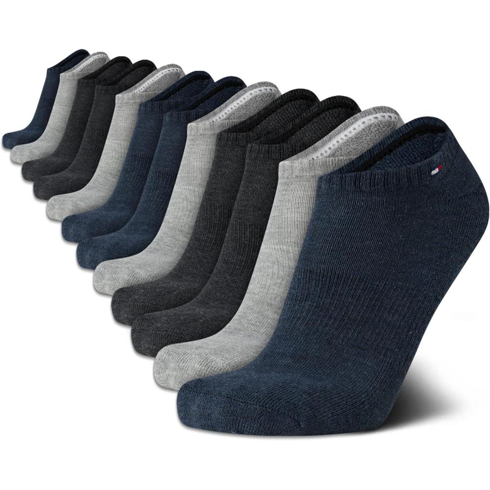 imageTommy Hilfiger Mens Athletic Socks Cushion No Show Socks 12 PackBlue Assorted