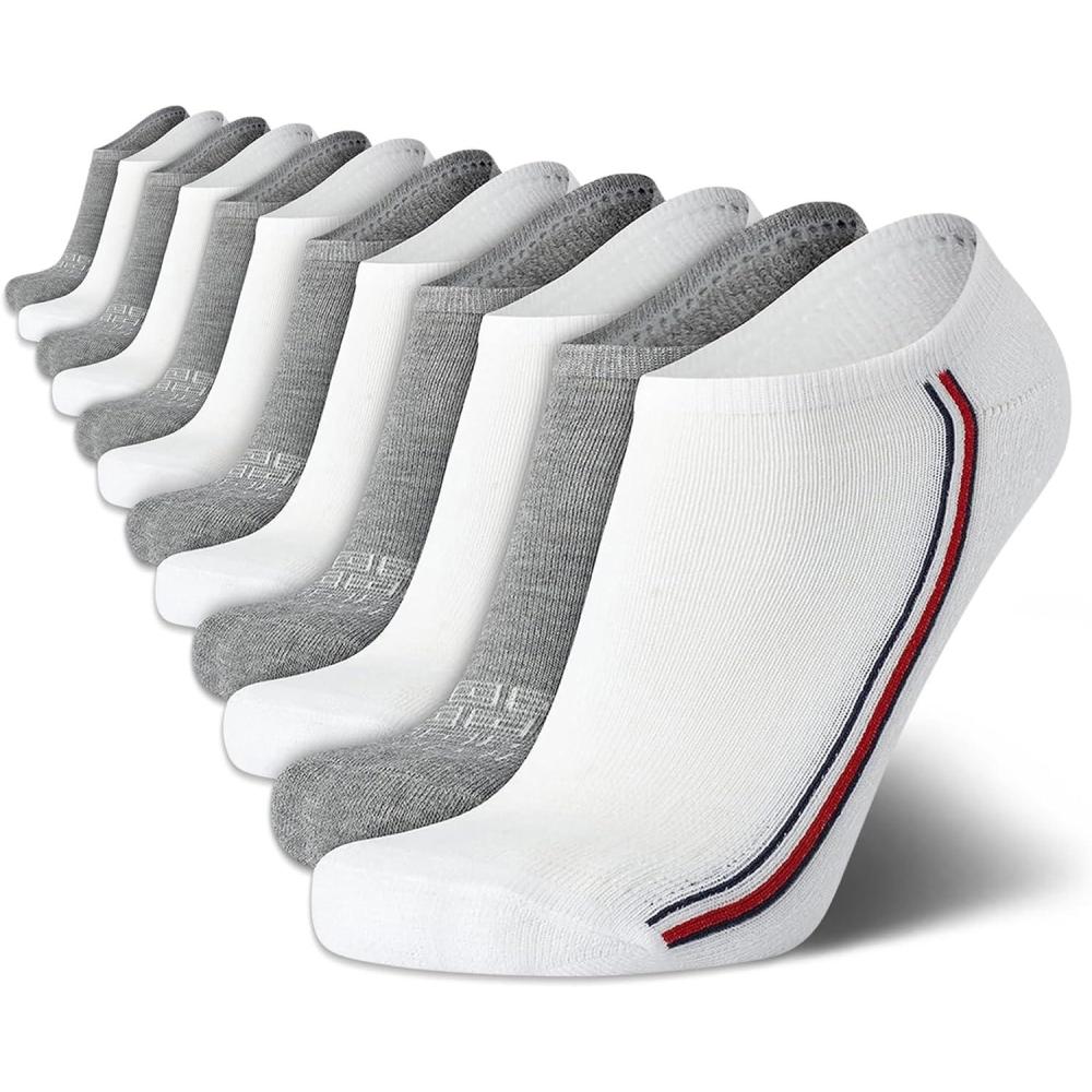 imageTommy Hilfiger Mens Athletic Socks Cushion No Show Socks 12 PackWhite Multi