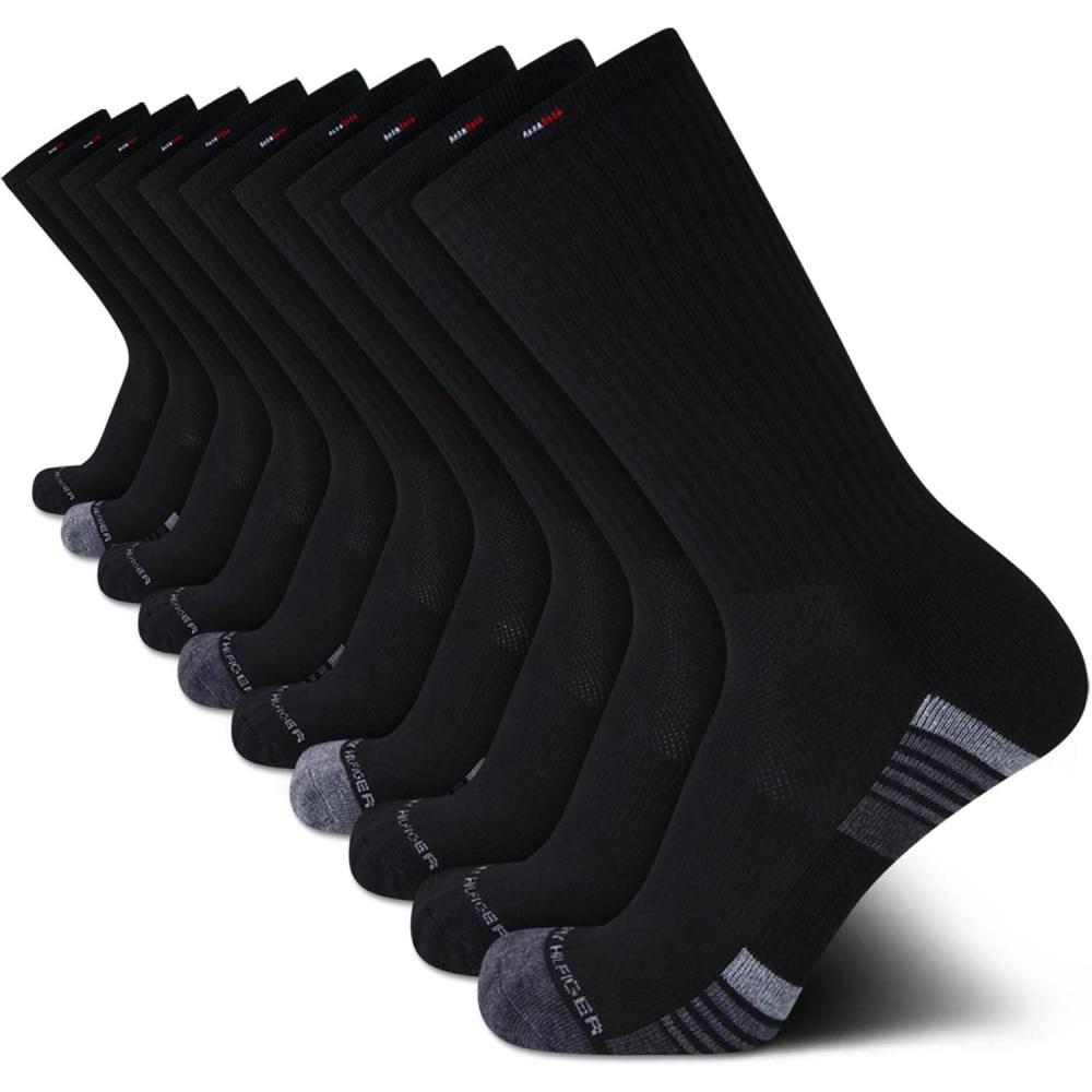 imageTommy Hilfiger Mens Crew Socks 10 Pack Moisture Wicking Cushioned Crew Running Socks for Men for Sports ampamp WorkoutBlack Multi