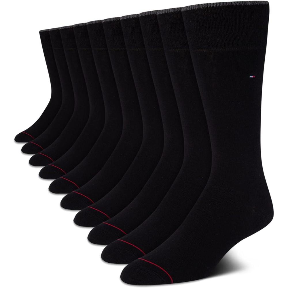 imageTommy Hilfiger Mens Dress Socks 10 Pack Lightweight Everyday Crew Work Socks for Men for Casual ampamp Formal WearBlack
