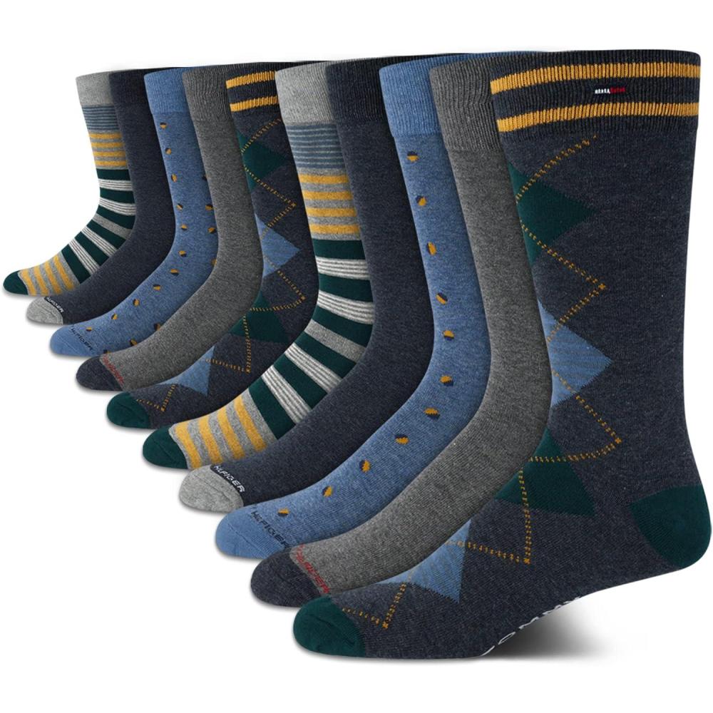 imageTommy Hilfiger Mens Dress Socks 10 Pack Lightweight Everyday Crew Work Socks for Men for Casual ampamp Formal WearBlueGreenMulti