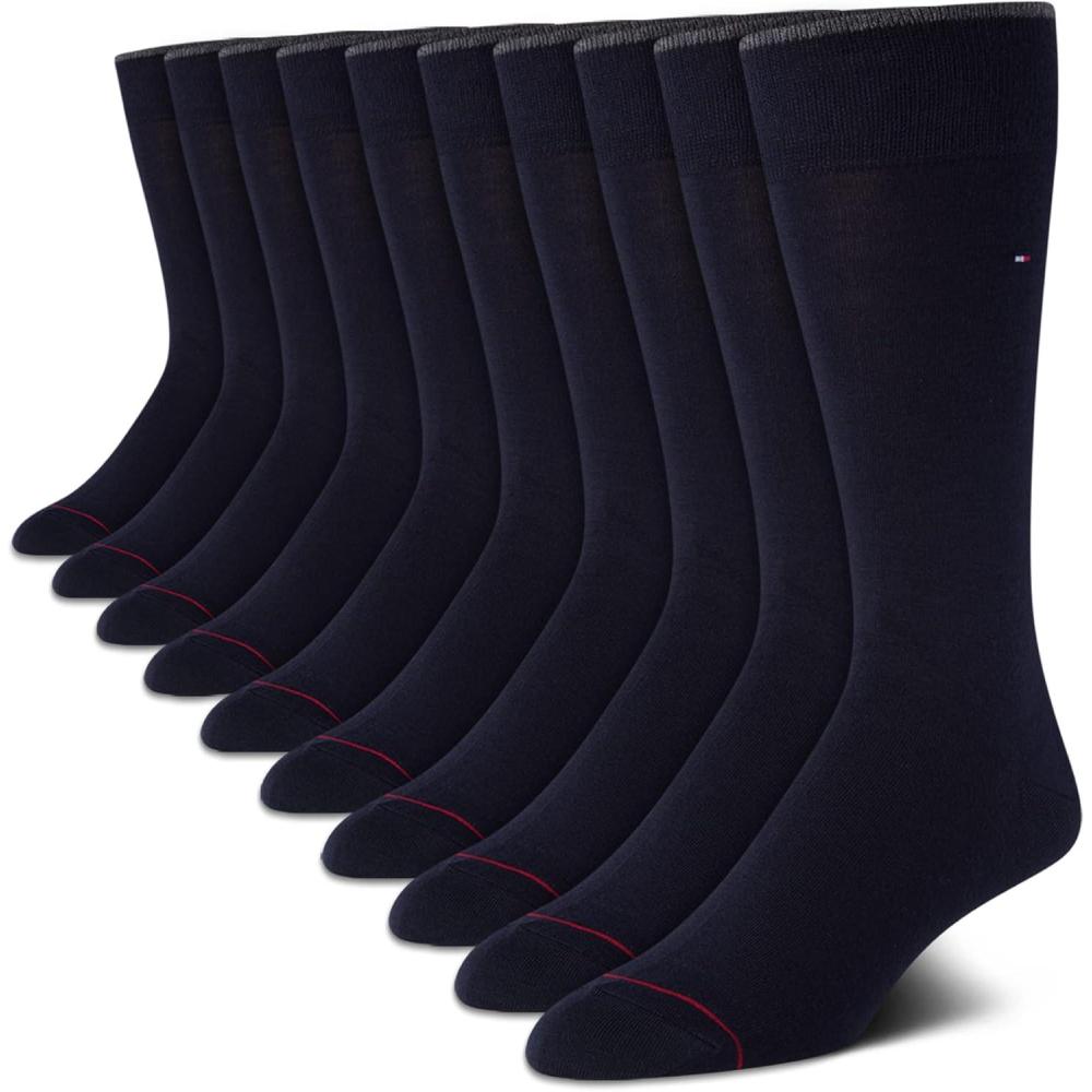 imageTommy Hilfiger Mens Dress Socks 10 Pack Lightweight Everyday Crew Work Socks for Men for Casual ampamp Formal WearNavy