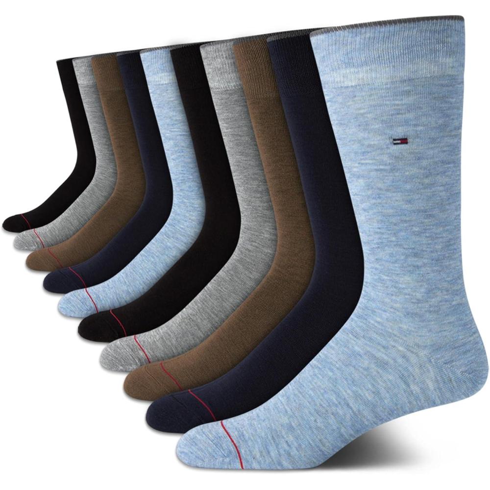 imageTommy Hilfiger Mens Dress Socks 10 Pack Lightweight Everyday Crew Work Socks for Men for Casual ampamp Formal WearStonewash Blue