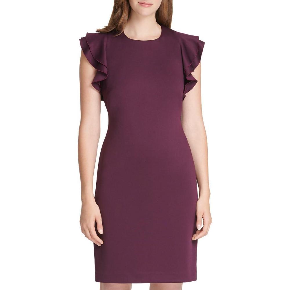 imageTommy Hilfiger Scuba Flutter Sleeve Sheath DressAubergine