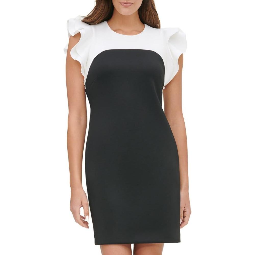 imageTommy Hilfiger Scuba Flutter Sleeve Sheath DressBlkIvy