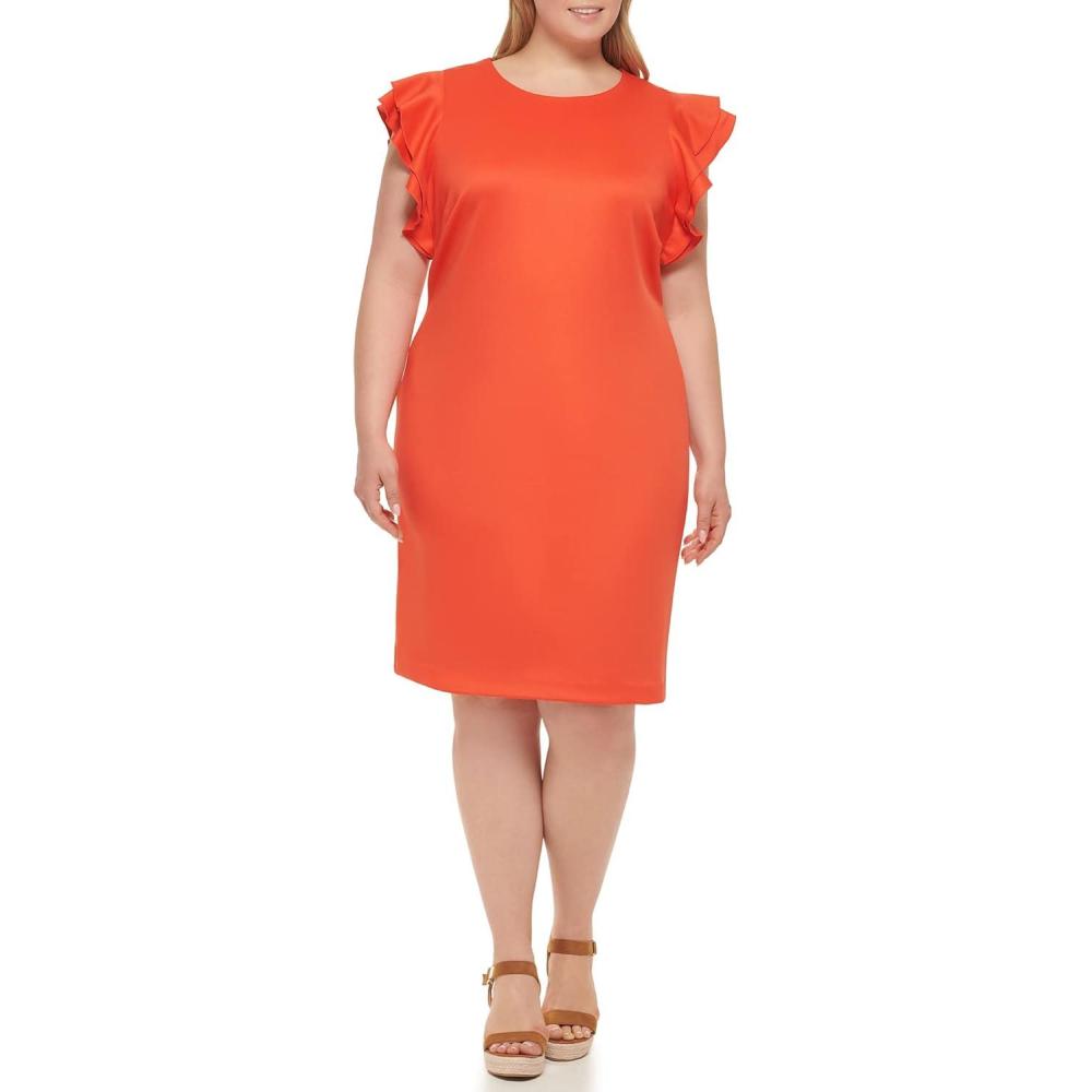 imageTommy Hilfiger Scuba Flutter Sleeve Sheath DressGrenadine