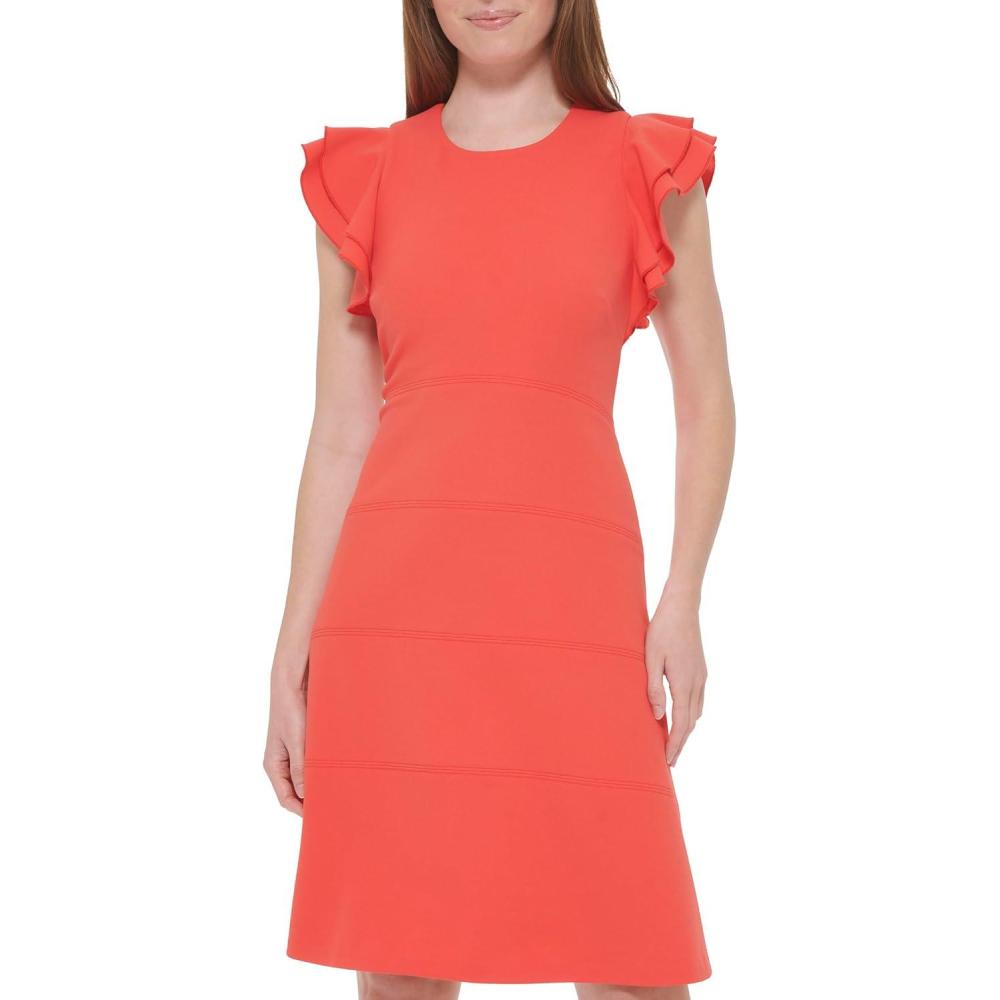 imageTommy Hilfiger Scuba Flutter Sleeve Sheath DressGuava