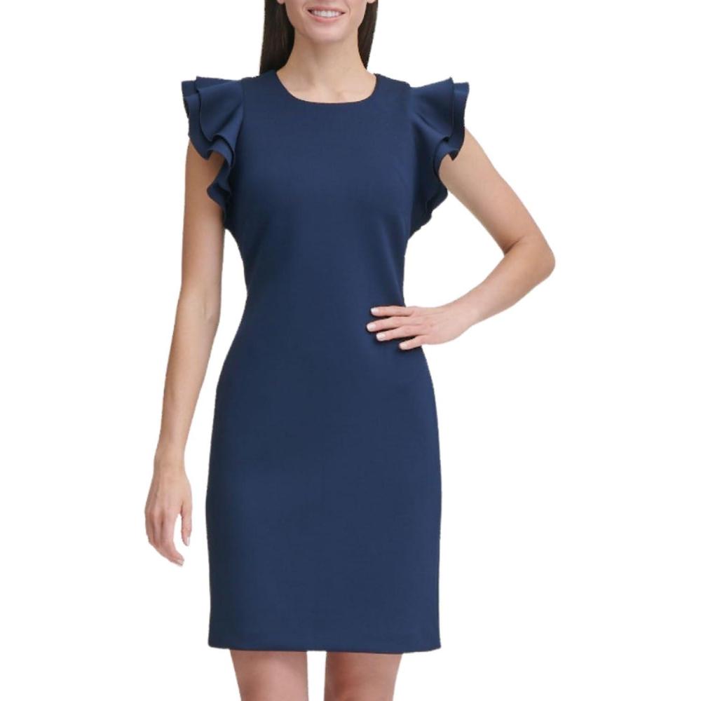 imageTommy Hilfiger Scuba Flutter Sleeve Sheath DressSky Captain