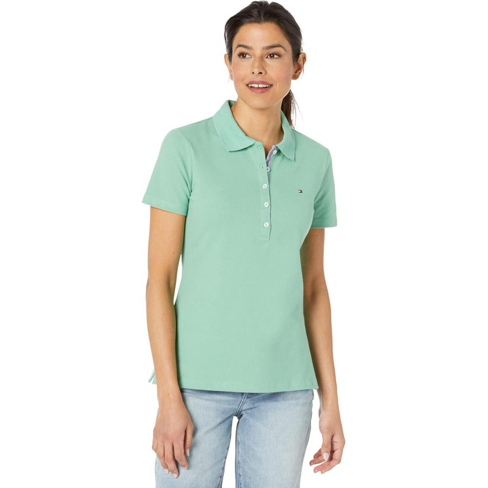 imageTommy Hilfiger Womens Classic Short Sleeve Core Pique Polo Standard and Plus SizeCrme De Menthe