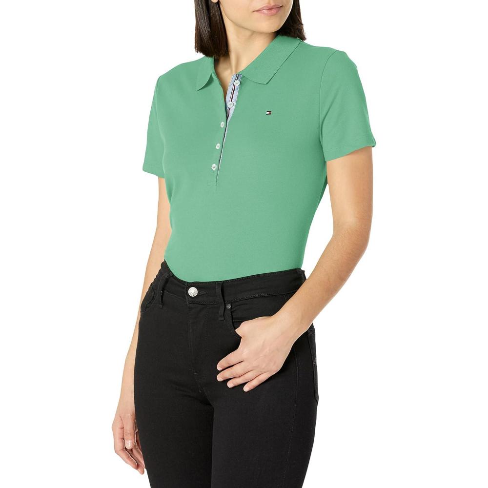 imageTommy Hilfiger Womens Classic Short Sleeve Core Pique Polo Standard and Plus SizeLight Mint