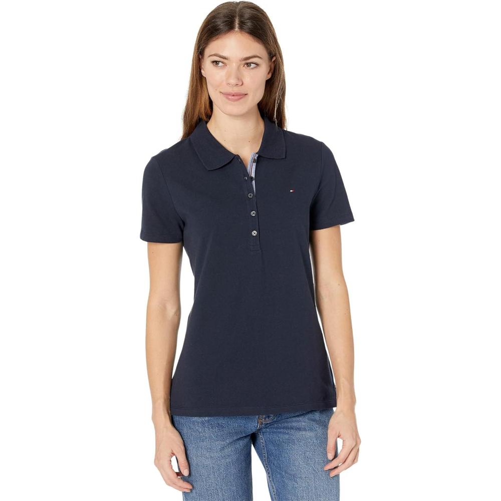 imageTommy Hilfiger Womens Classic Short Sleeve Core Pique Polo Standard and Plus SizeNavy