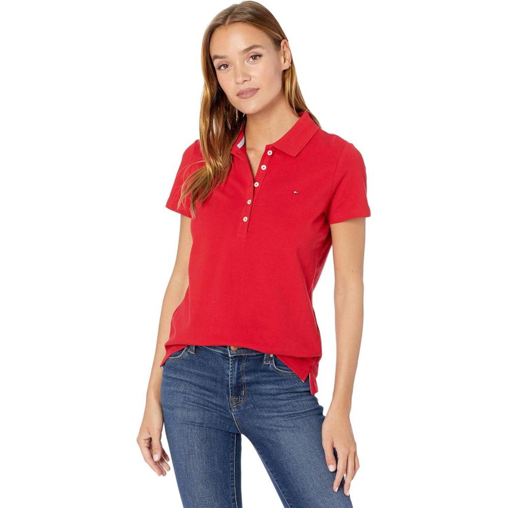 imageTommy Hilfiger Womens Classic Short Sleeve Core Pique Polo Standard and Plus SizeScarlet
