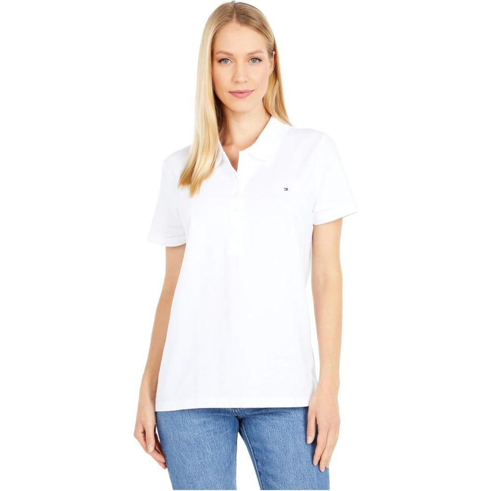 imageTommy Hilfiger Womens Classic Short Sleeve Core Pique Polo Standard and Plus SizeWhite