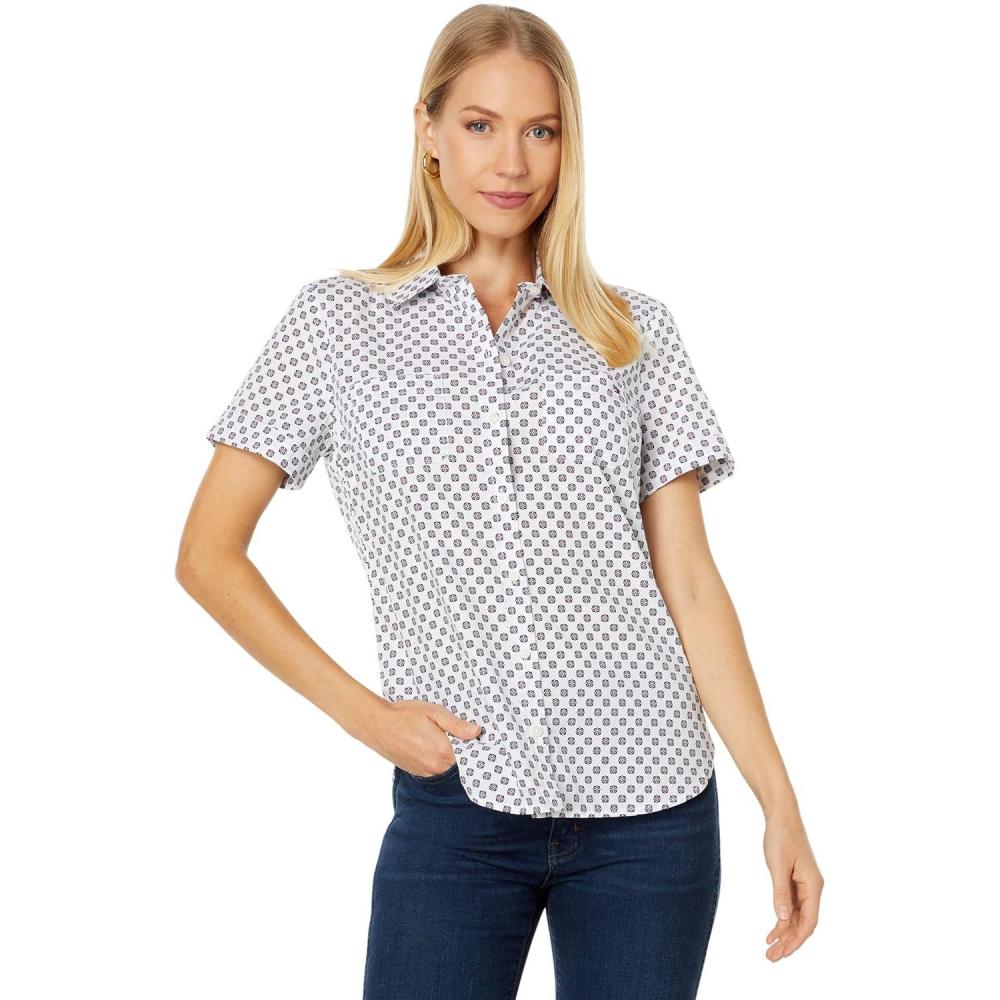 imageTommy Hilfiger Womens Linen Pocket Logo Camp ShirtBright White Multi