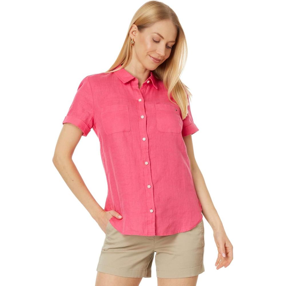 imageTommy Hilfiger Womens Linen Pocket Logo Camp ShirtRosette