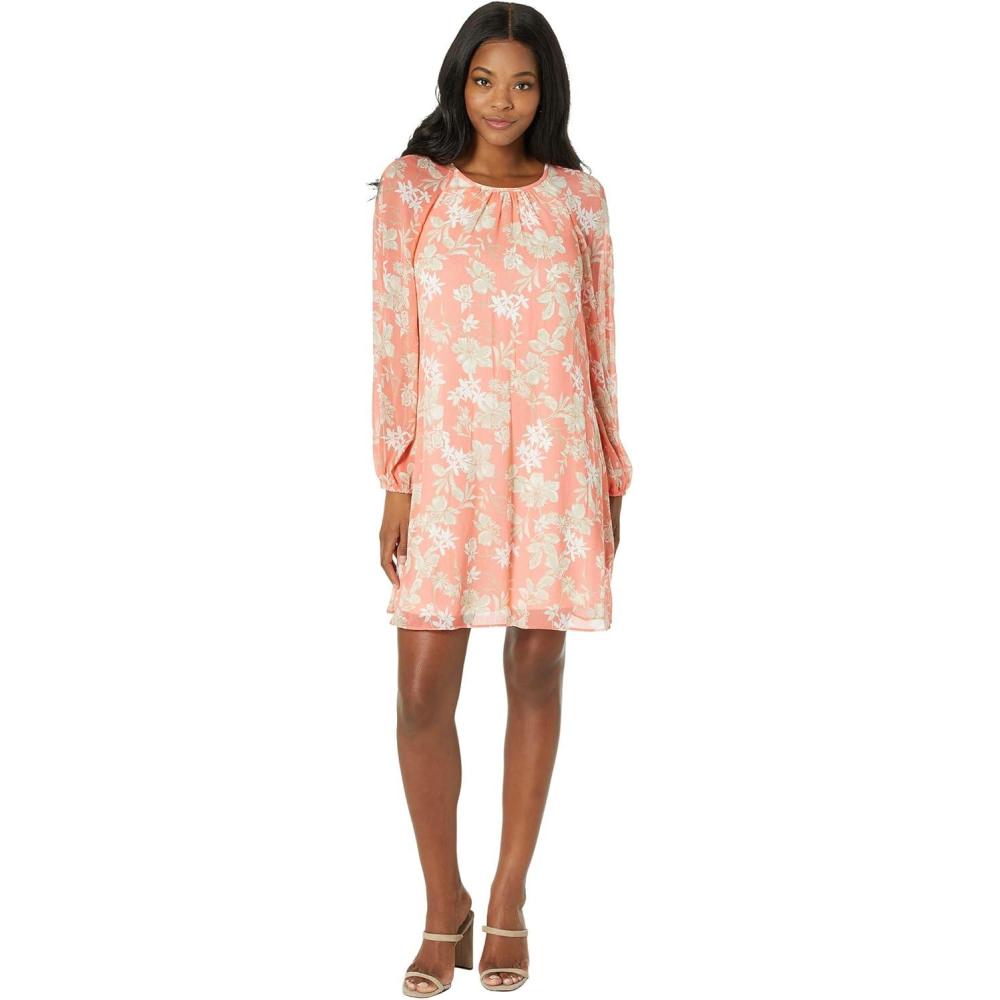 imageTommy Hilfiger Womens Long Sleeve Trapeze DressBloomNeutral