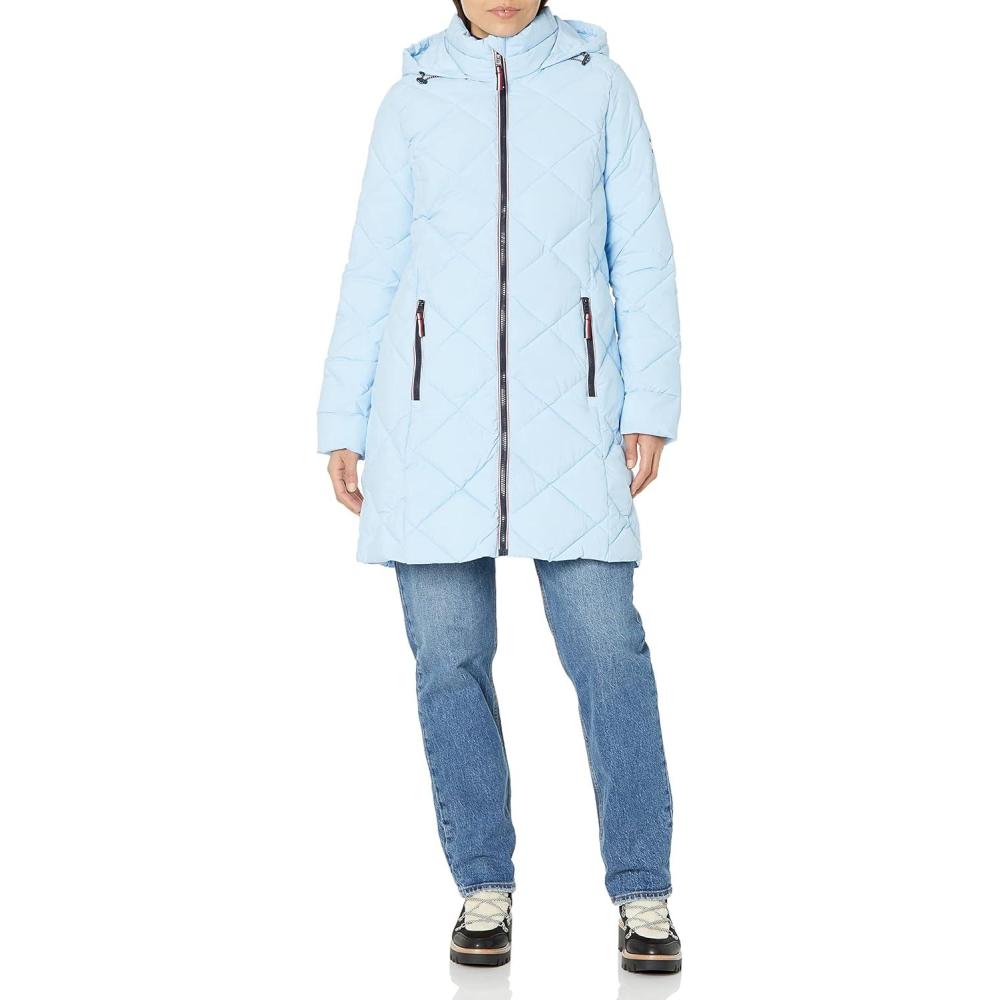imageTommy Hilfiger Womens MidLength Classic Quilted JacketCerulean