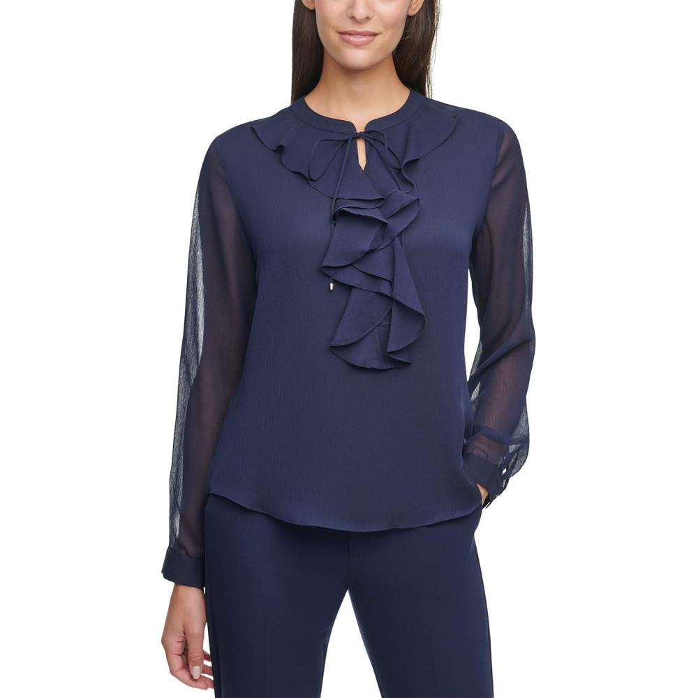 imageTommy Hilfiger Womens Printed Long Sleeve Floral TopMidnight