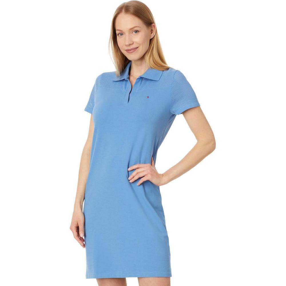 imageTommy Hilfiger Womens Short Sleeve Collared Polo DressBlue Haze