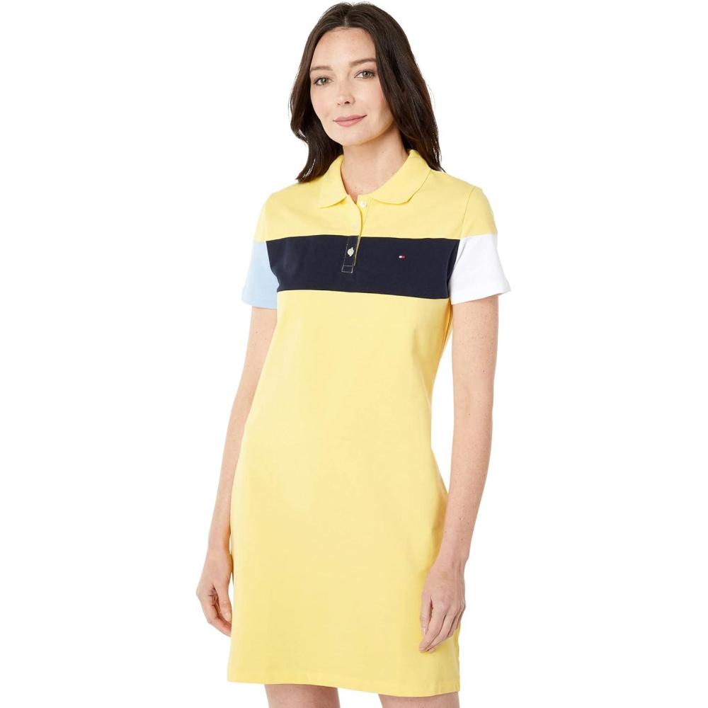 imageTommy Hilfiger Womens Short Sleeve Collared Polo DressSnapdragon