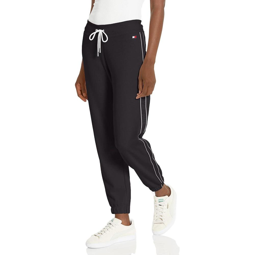 imageTommy Hilfiger Womens Side Stripe Drawstring Waistband JoggerBlack